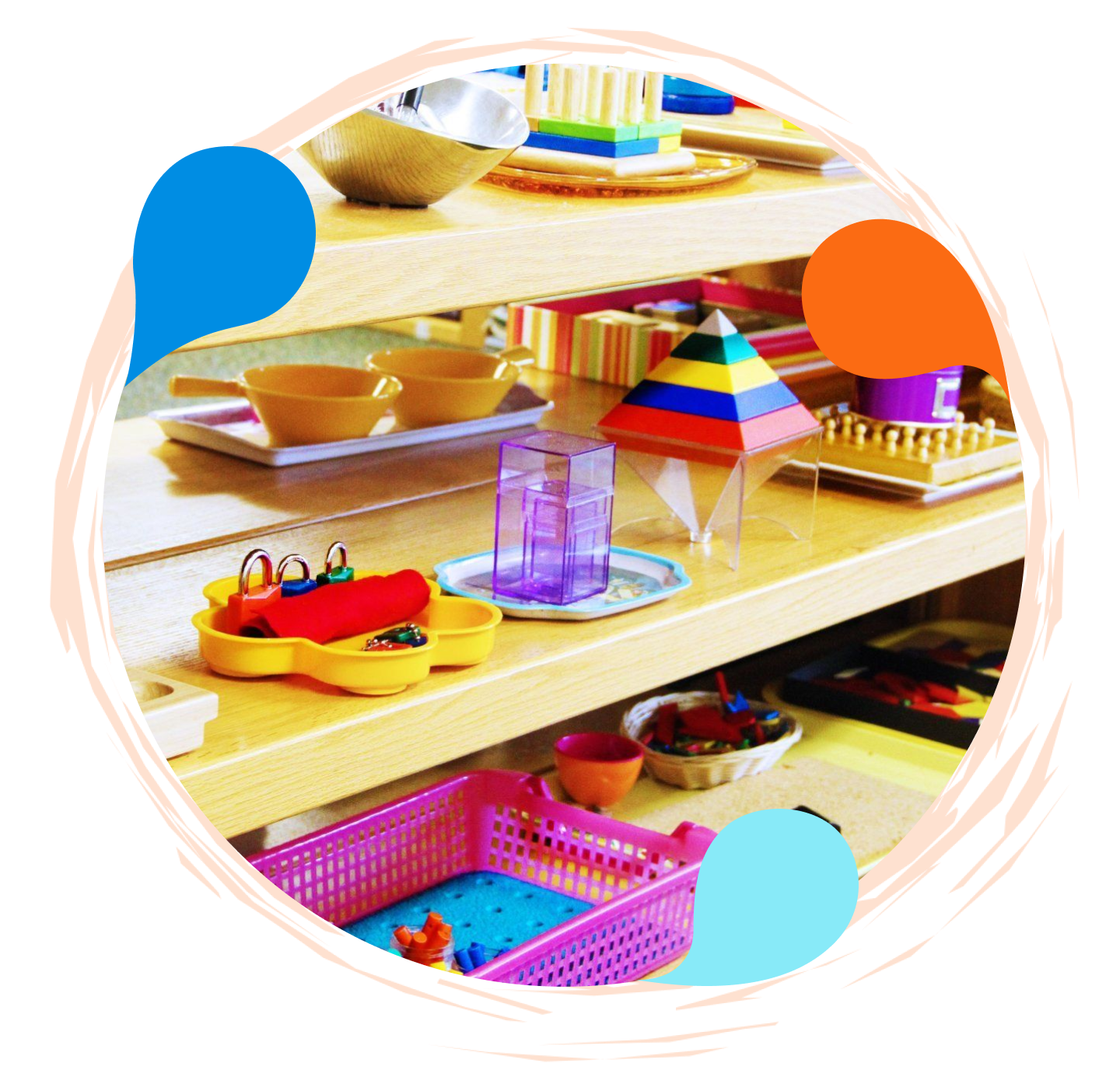 A close up of a toy shelf with toys